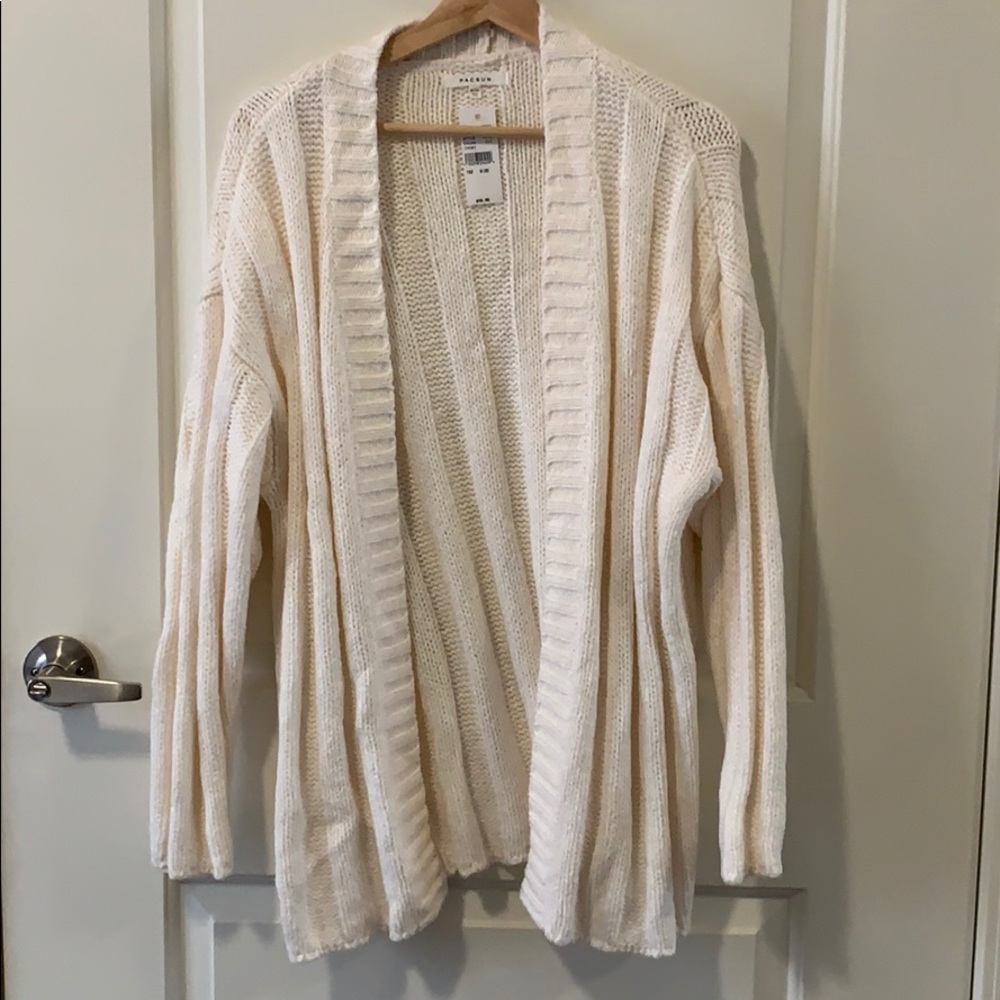 Ivory PacSun Long Knit Cardigan